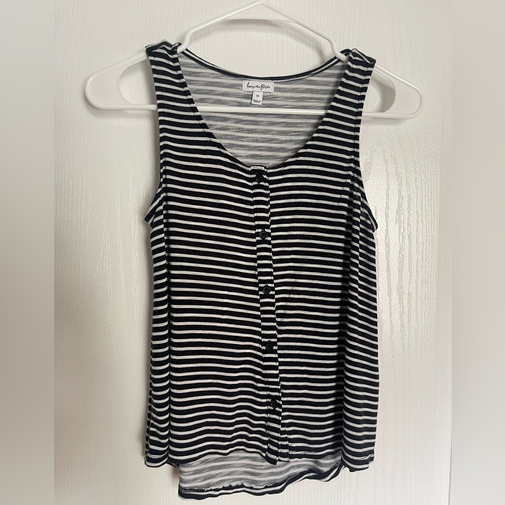 Black and White Striped Women's Top